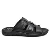 Premium black leather slippers designed for comfort and style